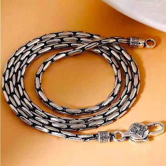 Stainless Steel Chain Link Necklace , Mantra, Curb Hand Woven Engraved - Picture 1 of 5